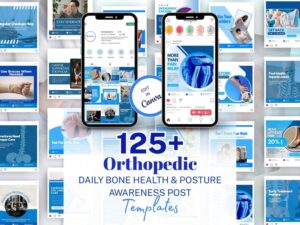 Orthopedic Canva Templates Bundle | Bone Health & Posture Templates | Medical Canva Content | Orthopedic Clinic Marketing Content Kit